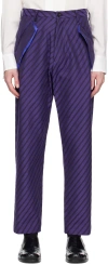 Sulvam Purple Striped Trousers In Purple