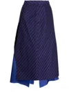 Sulvam Raw-hem Striped Skirt In Purple