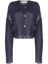 Sulvam Slit-detail Cotton Cardigan In Blue