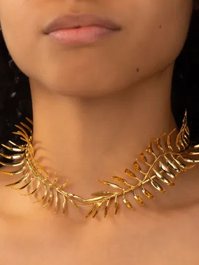 Suma Cruz Fern Choker Necklace In Gold