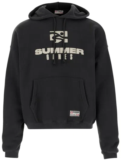 Summer Games Cotton Hoodie With Logo In Black