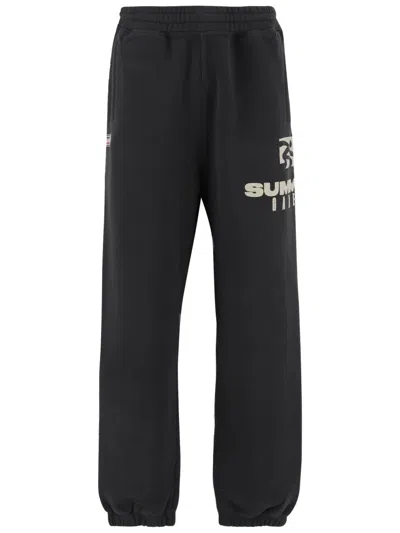 Summer Games Cotton Jogger Pants With Front Logo In Black