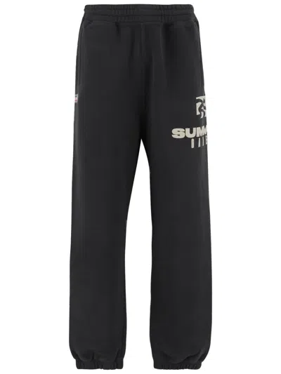 Summer Games Cotton Jogger Pants With Front Logo In Black