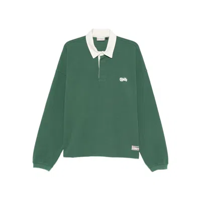 Summer Games Waffle-textured Long-sleeve Polo Shirt In Green