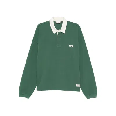 Summer Games Waffle-textured Long-sleeve Polo Shirt In Green