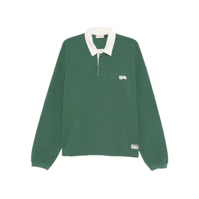Summer Games Waffle-textured Long-sleeve Polo Shirt In Green