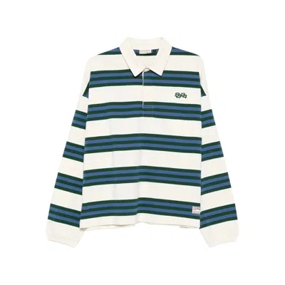Summer Games Striped Long-sleeve Polo Shirt In Blue