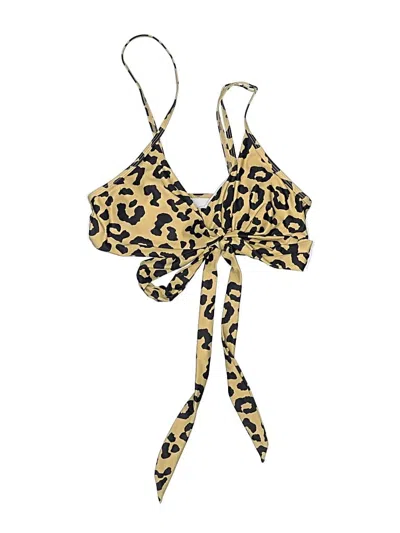 Pre-owned Summer Mae Swimsuit Top Gold Animal Print Pattern Swimwear