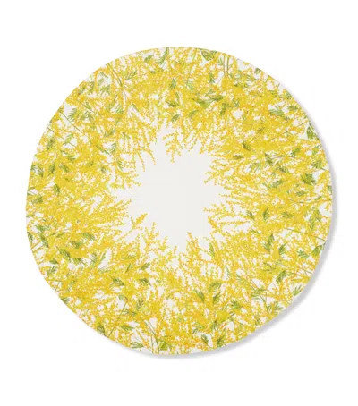 Summerill & Bishop Linen Mimosa Round Tablecloth In Yellow