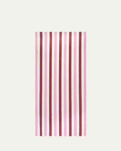 Summerill & Bishop Raspberry/rose Pink Stripe Linen Tablecloth, 65" X 98"