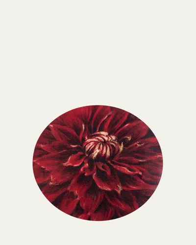 Summerill & Bishop Dahlia Nuit D'ete Cork-backed Placemat, 13.4" Round In Red