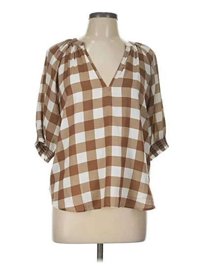 Pre-owned Summersalt 3/4 Sleeve Blouse In Brown