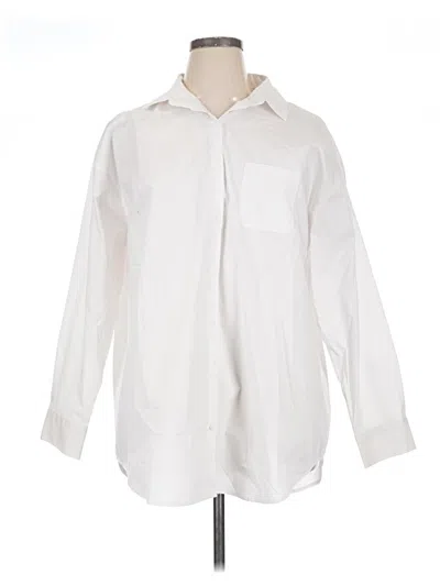 Pre-owned Summersalt Long Sleeve Button Down Shirt In White