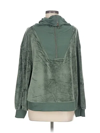 Pre-owned Summersalt Long Sleeve Top Green Solid Pattern Cowl Neck Tops