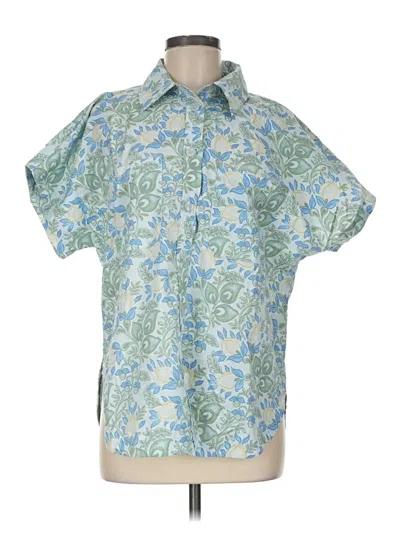 Pre-owned Summersalt Short Sleeve Blouse In Blue