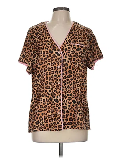Pre-owned Summersalt Short Sleeve Blouse In Brown