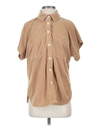 Pre-owned Summersalt Short Sleeve Button Down Shirt In Tan