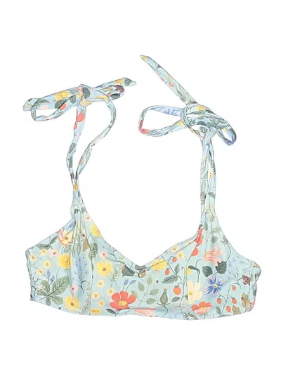 Pre-owned Summersalt Swimsuit Top Blue Floral Pattern Swimwear
