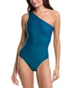 Summersalt The Bow-shoulder Ruched Sidestroke One-piece In Green