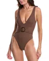 Summersalt The Ribbed Belted Backflip One-piece In Brown