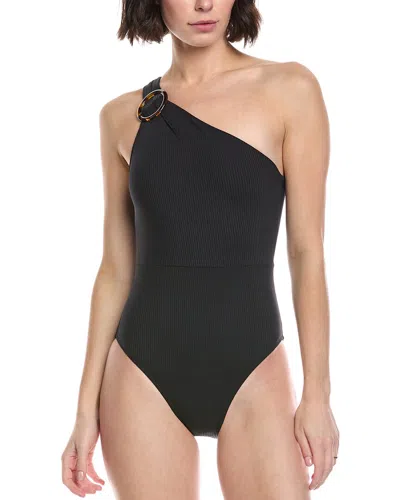 Summersalt The Ribbed Sidestroke One-piece In Black