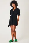 Summi Summi Terry Shirt Dress With Tie Black