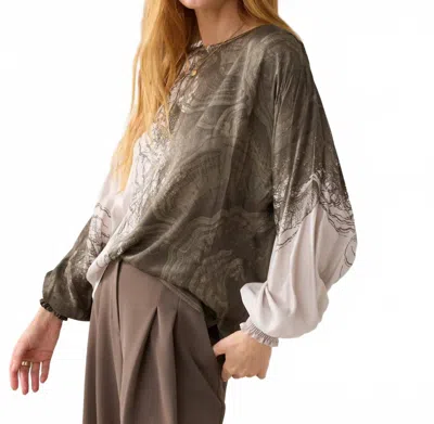 Summum Abstract Blouse In Olive In Multi