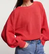 Summum Balloon Sleeve Sweater In Coral In Red