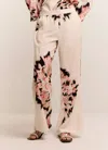 Summum Big Flower Trouser In Ivory