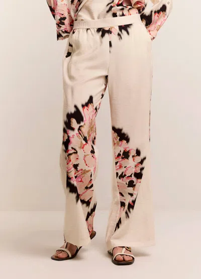 Summum Big Flower Trouser In Ivory