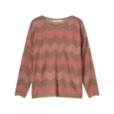 Summum Boat Neck Sweater In Bright Coral In Yellow