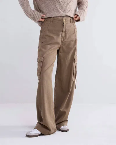 Summum Cargo Wide Leg Calvary Pants In Olive In Neutral
