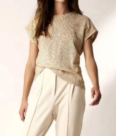 Summum Coated 3d Jersey Top In Alpaca/ Gold In Brown