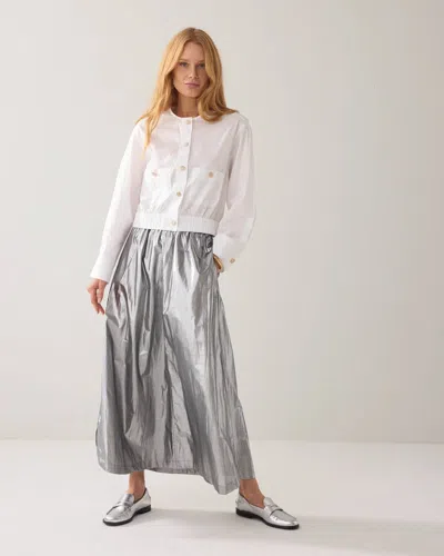 Summum Cotton Polyester Blend Maxi Skirt In Shiny Silver In Pink