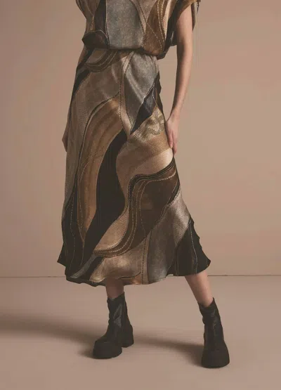 Summum Flowy Lines Skirt In Multicolour