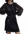 Summum Fringe Dress With Sequins In Black In Black