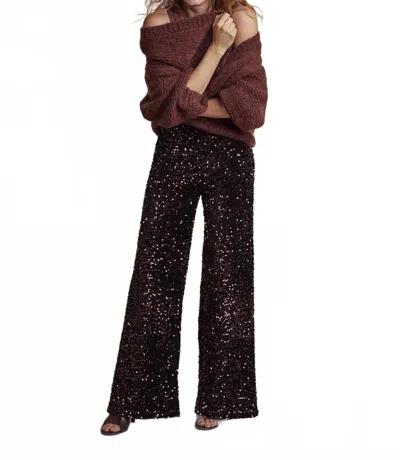 Summum High Waist Sequin Pants In Cherry In Black