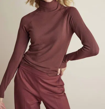 Summum Long Sleeve Turtleneck Top In Cherry In Brown