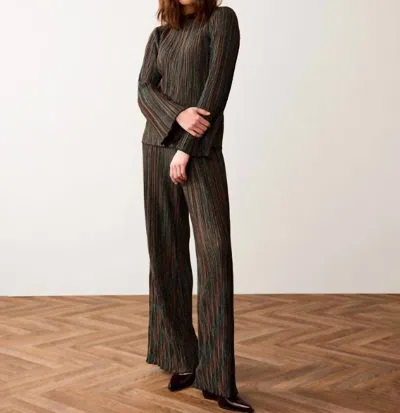 Summum Lurex Stripes Plisse Jersey Top In Multi In Brown
