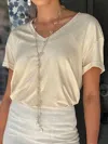 Summum Maggie V-neck Tee In Metallic Ivory In Neutral