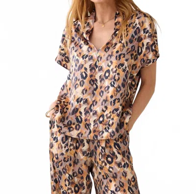 Summum Panther V-neck Top In Multi