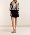 Summum Round Neck Sweater In Black Stripe