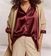 Summum Satin Blouse In Red Grape In Multi
