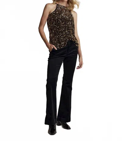 Summum Sequined Singlet Top In Black/gold In Multi