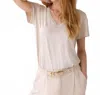 Summum Shiny V-neck Top In Beige In Gold