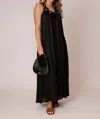 Summum Solid Satin Dress In Black