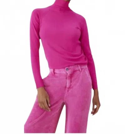Summum Turtleneck Basic Knit Sweater In Fuchsia Pink