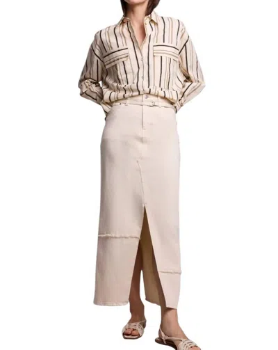 Summum Twill Denim Skirt In Beige