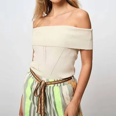 Summum Viscose Mix Off-shoulder Top With Lurex In Ivory In Neutral