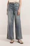 Summum Wide Leg Denim Palazzo Jean In Bleached Denim